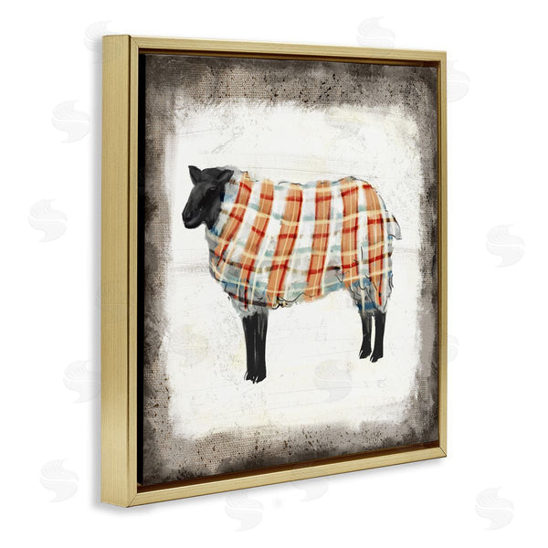 Stupell Industries Ziwei Li | Black Farm Sheep In Autumn Plaid Sweater Wall Art