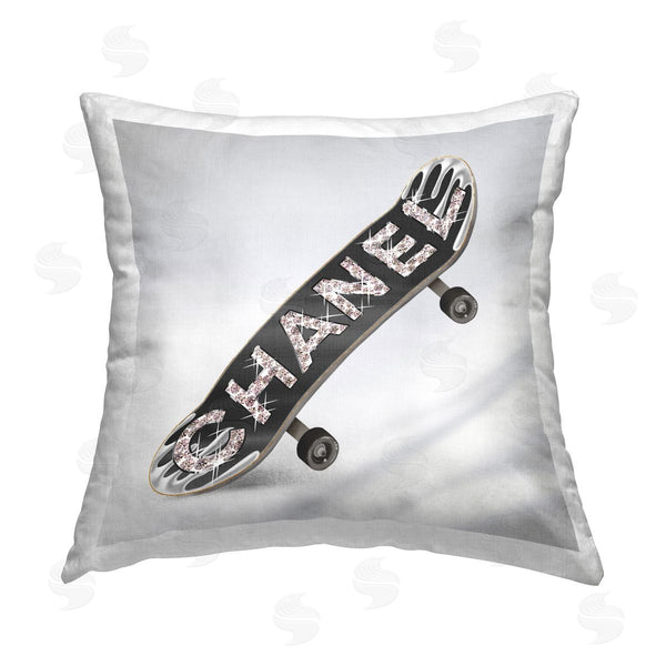 stupell industries Ziwei Li | Black Glam Brand Skateboard Printed Throw Pillow