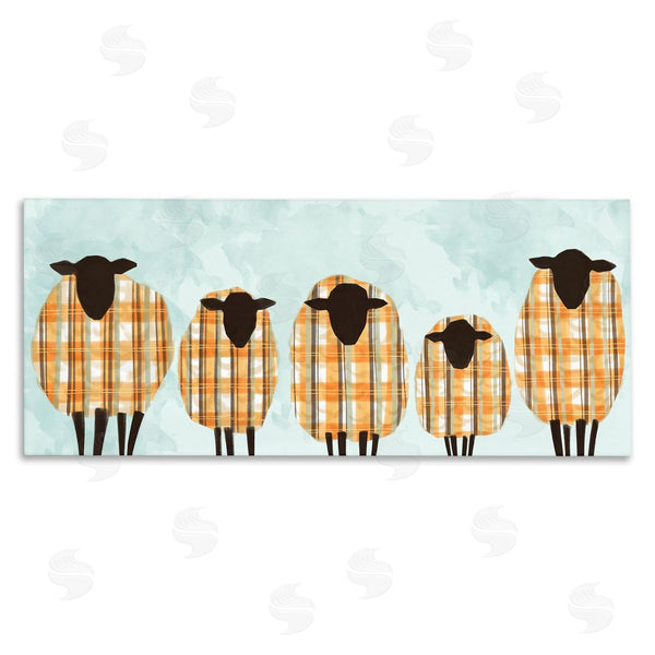 stupell industries Ziwei Li | Black Sheep Herd Orange Plaid Autumn Sweaters