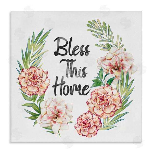 stupell industries Ziwei Li | Bless This Home Saying Coral Pink Floral Arrangement Wall Art