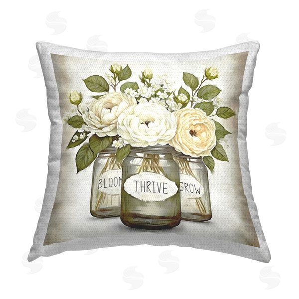 Stupell Industries Ziwei Li | Bloom Thrive Grow Flowers Printed Throw Pillow