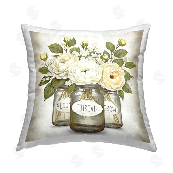 stupell industries Ziwei Li | Bloom Thrive Grow Flowers Printed Throw Pillow