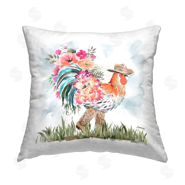 stupell industries Ziwei Li | Blooming Cowgirl Hen Printed Throw Pillow