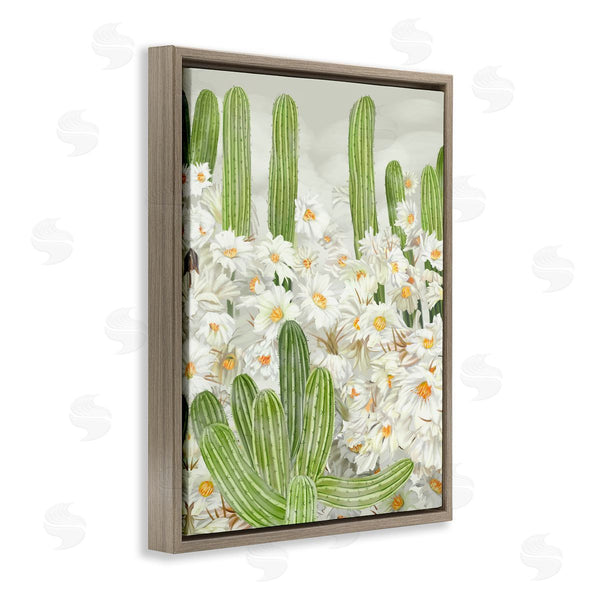 Stupell Industries Ziwei Li | Blooming White Florals In Cacti Field Desert Plants Wall Art