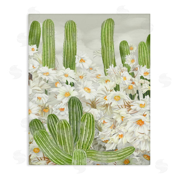 stupell industries Ziwei Li | Blooming White Florals in Cacti Field Desert Plants Wall Art