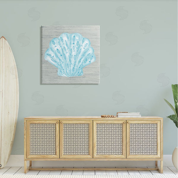 Stupell Industries Ziwei Li | Blue Clam Shell Patterned Fish Motif Sea Life Wall Art