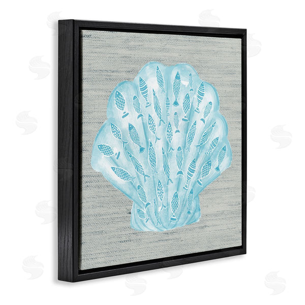 Stupell Industries Ziwei Li | Blue Clam Shell Patterned Fish Motif Sea Life Wall Art
