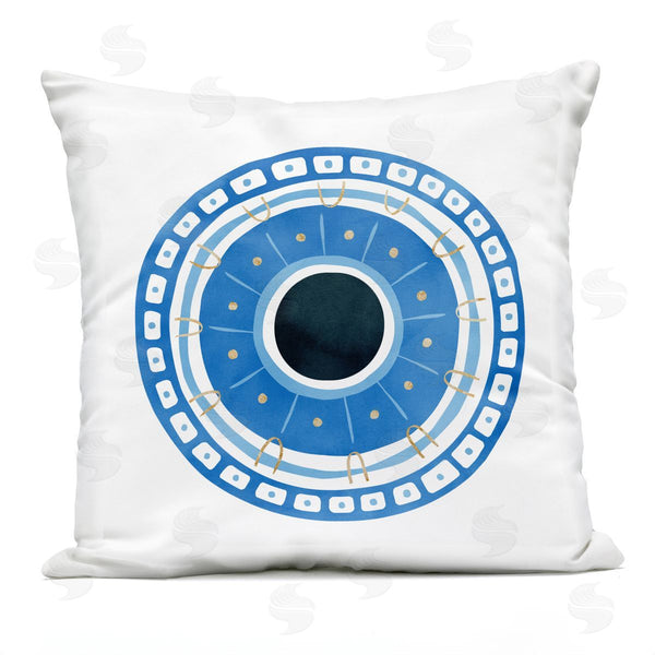 Stupell Industries Ziwei Li | Blue Geometric Evil Eye Printed Throw Pillow