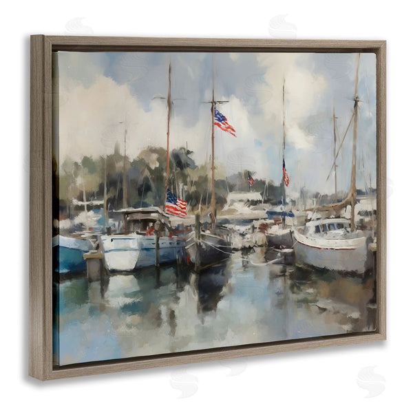 Stupell Industries Ziwei Li | Boats With American Flags Wall Art
