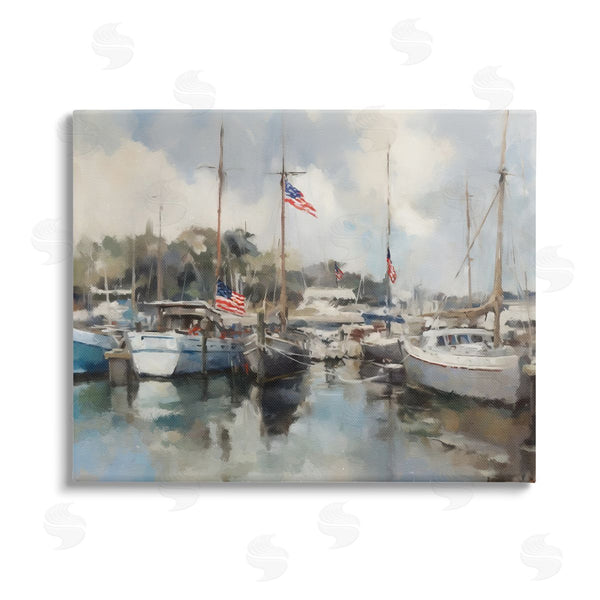 stupell industries Ziwei Li | Boats with American Flags Wall Art