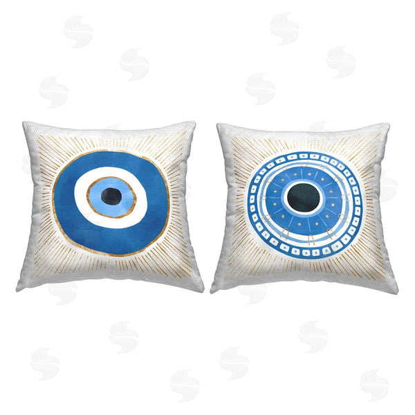 Stupell Industries Ziwei Li | Boho Blue Evil Eye Spiritual Symbol Printed Throw Pillow Set