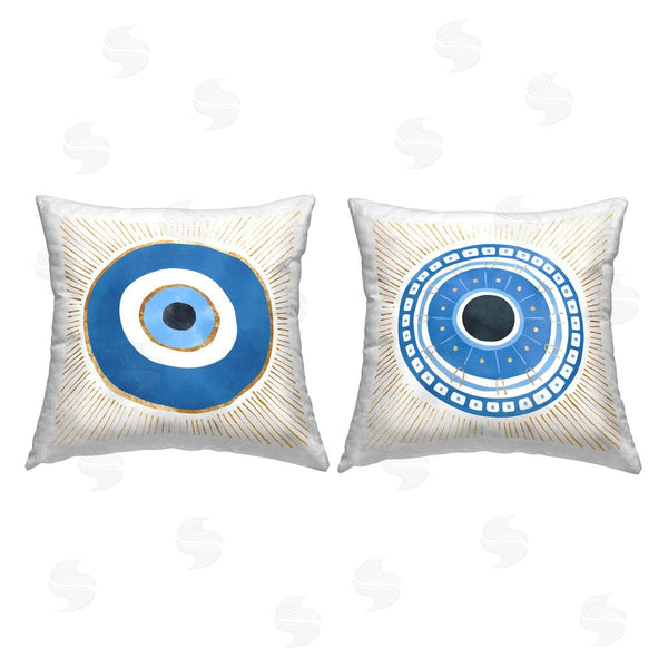 stupell industries Ziwei Li | Boho Blue Evil Eye Spiritual Symbol Printed Throw Pillow Set