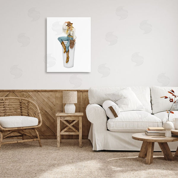Stupell Industries Ziwei Li | Boho Cowgirl & Coffee Wall Art