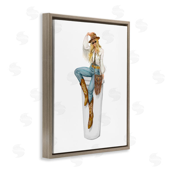 Stupell Industries Ziwei Li | Boho Cowgirl & Coffee Wall Art
