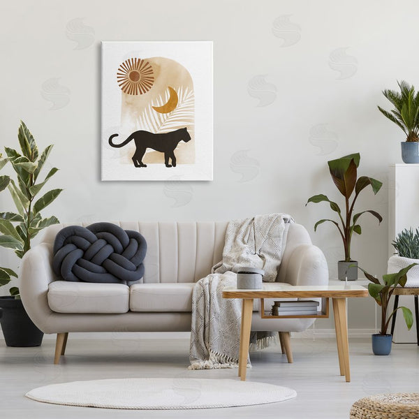 Stupell Industries Ziwei Li | Boho Panther Silhouette Lunar Solar Botanical Leaf Wall Art
