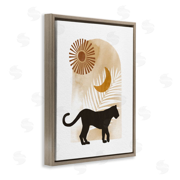 Stupell Industries Ziwei Li | Boho Panther Silhouette Lunar Solar Botanical Leaf Wall Art