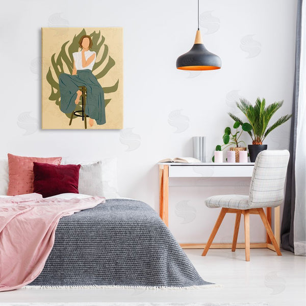 Stupell Industries Ziwei Li | Boho Woman Sitting Plant Leaf Wall Art