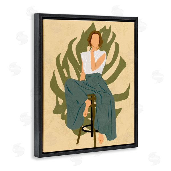 Stupell Industries Ziwei Li | Boho Woman Sitting Plant Leaf Wall Art