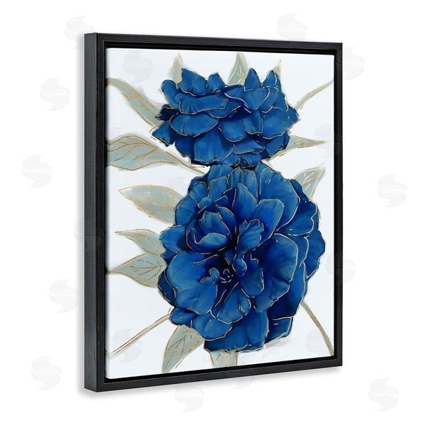Stupell Industries Ziwei Li | Bold Blue Carnation Florals Gold Line Detail
