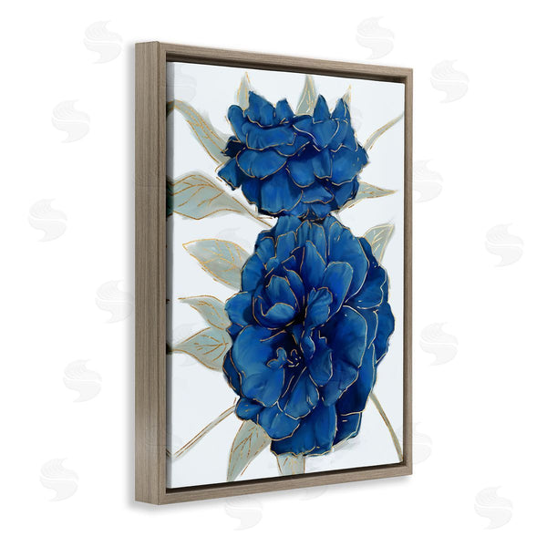 Stupell Industries Ziwei Li | Bold Blue Carnation Florals Gold Line Detail