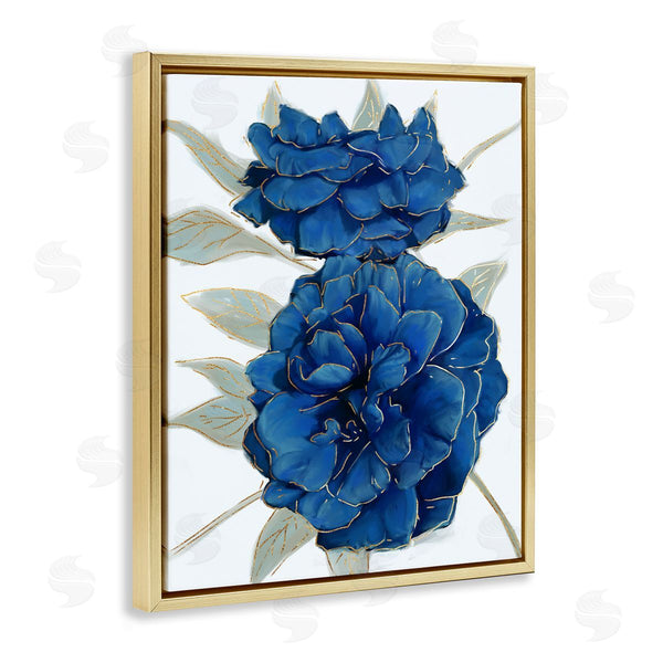 Stupell Industries Ziwei Li | Bold Blue Carnation Florals Gold Line Detail
