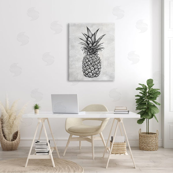 Stupell Industries Ziwei Li | Bold Pineapple Line Drawing Rustic Pattern Black White Wall Art