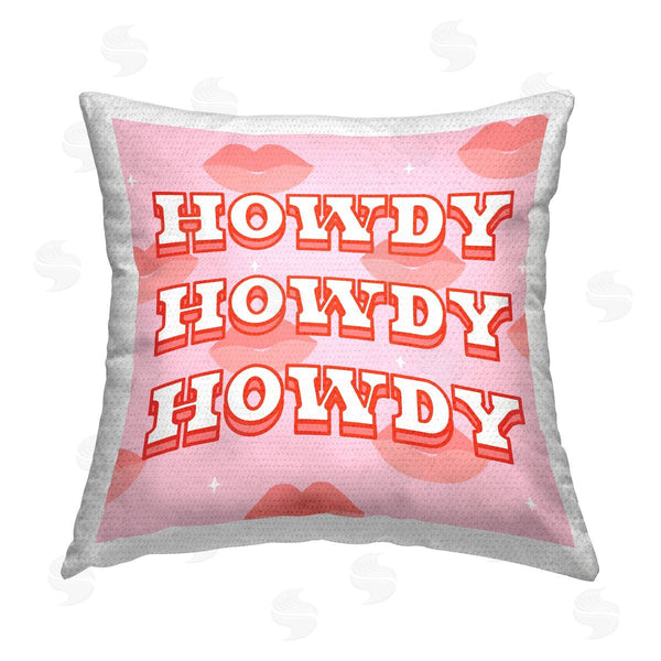 Stupell Industries Ziwei Li | Bold Pink Howdy Lips Pattern Printed Throw Pillow
