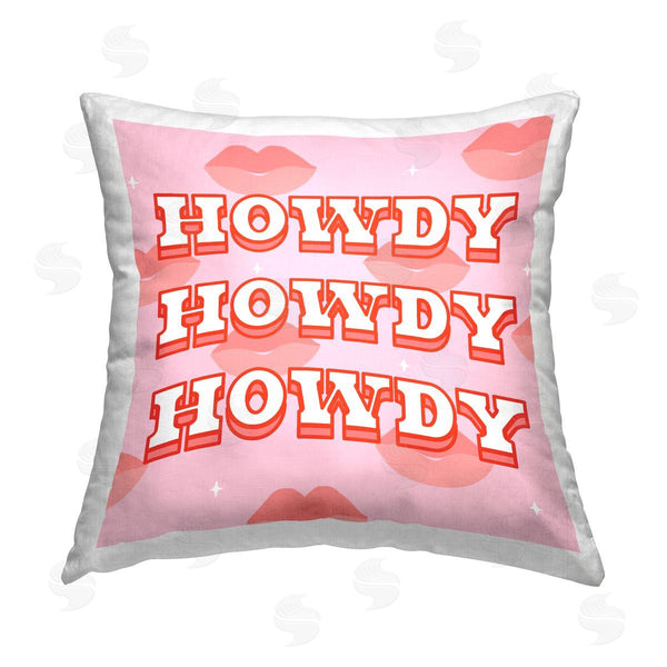 stupell industries Ziwei Li | Bold Pink Howdy Lips Pattern Printed Throw Pillow