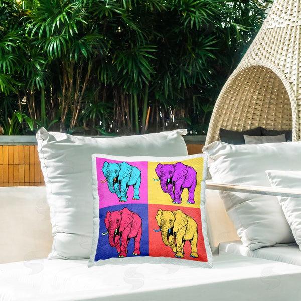 Stupell Industries Ziwei Li | Bold Pop Elephants Printed Throw Pillow
