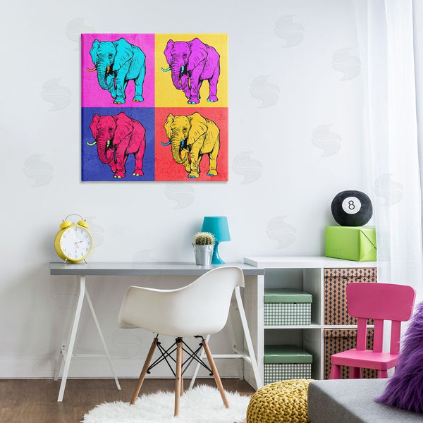 Stupell Industries Ziwei Li | Bold Pop Elephants Wall Art
