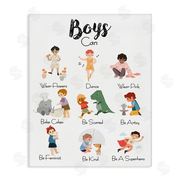 stupell industries Ziwei Li | Boys Can Phrase Inclusive Chart of Fun Activities