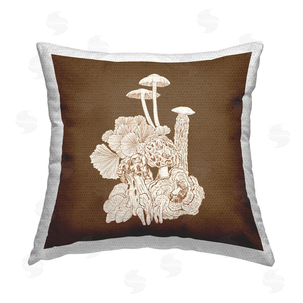 Stupell Industries Ziwei Li | Brown Mushroom Forest Life Printed Throw Pillow