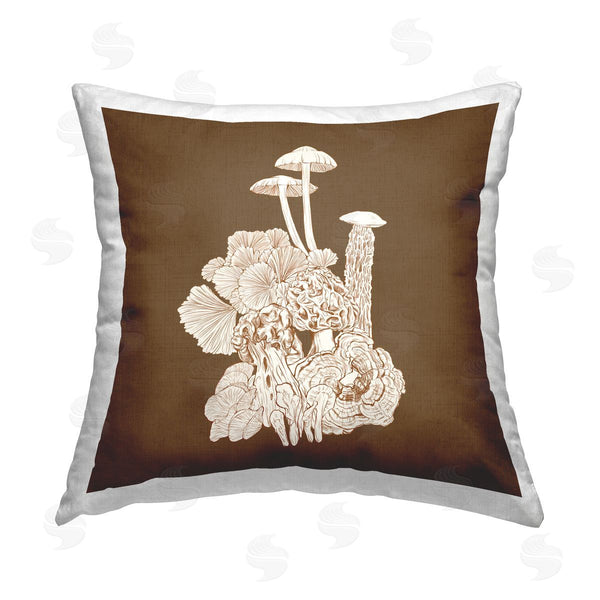 stupell industries Ziwei Li | Brown Mushroom Forest Life Printed Throw Pillow