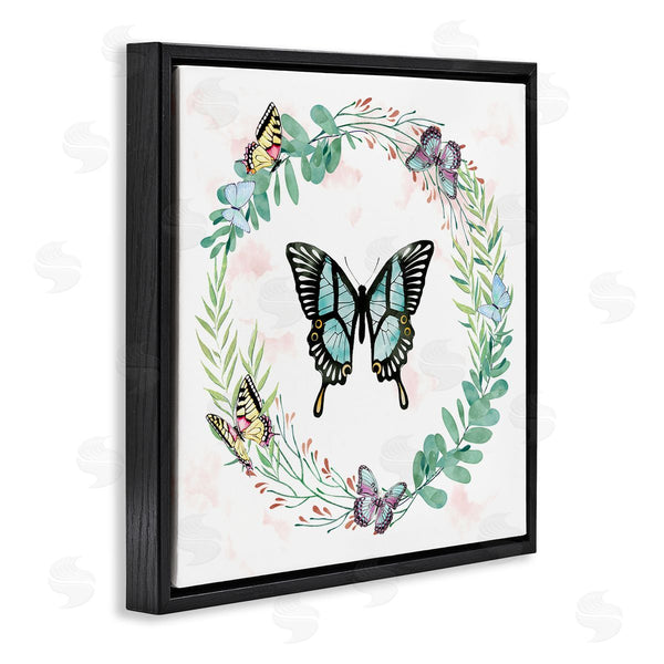 Stupell Industries Ziwei Li | Butterflies In Spring Botanical Wreathe Soft Green Wall Art