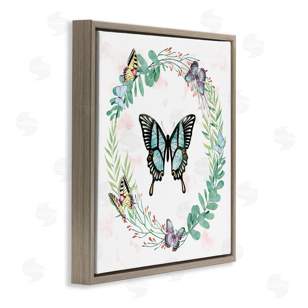 Stupell Industries Ziwei Li | Butterflies In Spring Botanical Wreathe Soft Green Wall Art