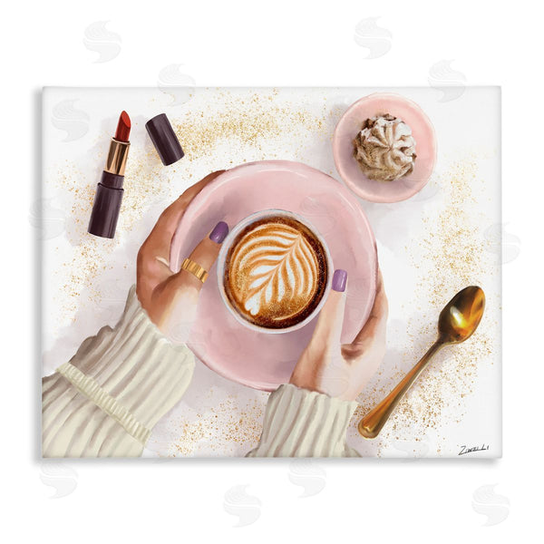stupell industries Ziwei Li | Caf� Cappuccino Cup with Glam Fashion Lipstick