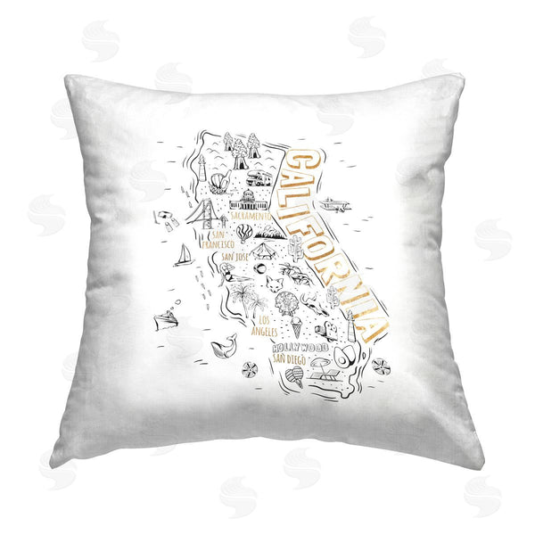 stupell industries Ziwei Li | California State Landmarks Doodles Printed Throw Pillow