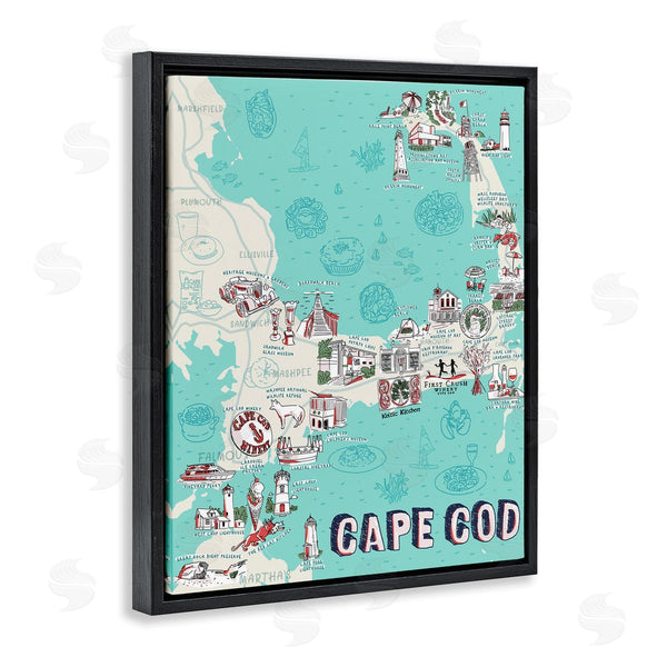 Stupell Industries Ziwei Li | Cape Cod Nautical Landmark Map Wall Art