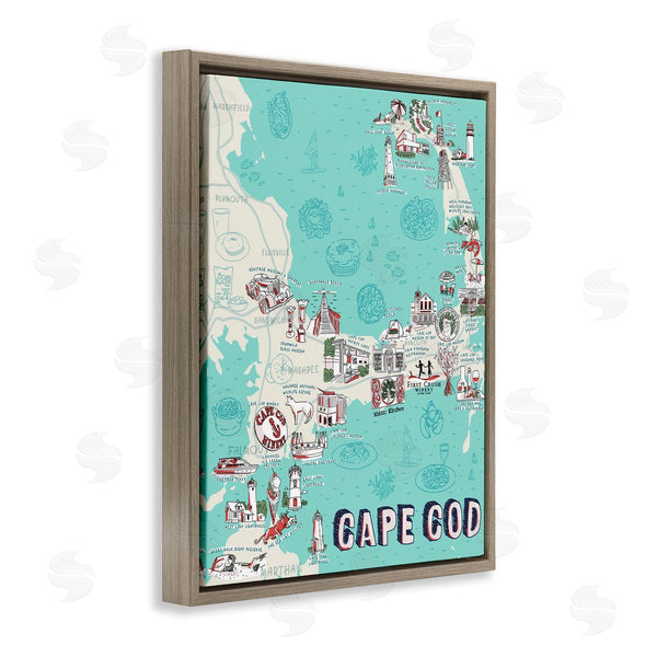 Stupell Industries Ziwei Li | Cape Cod Nautical Landmark Map Wall Art