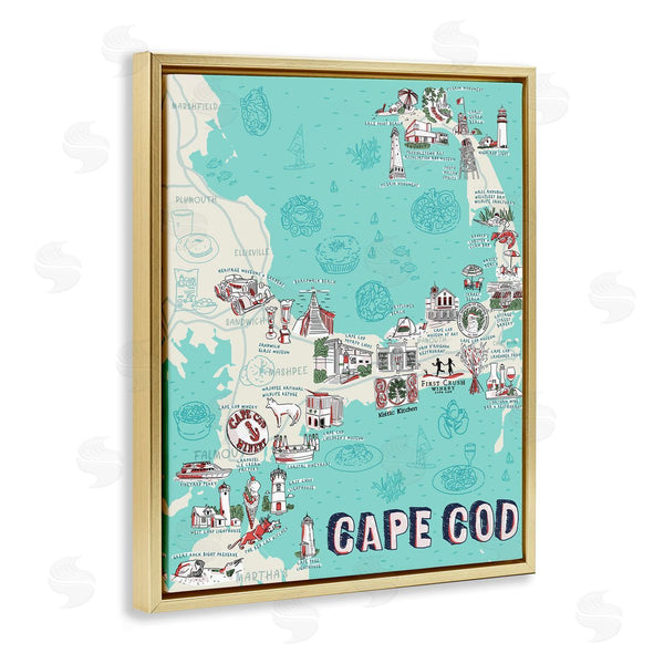 Stupell Industries Ziwei Li | Cape Cod Nautical Landmark Map Wall Art