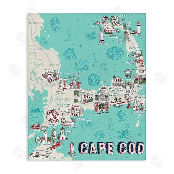 stupell industries Ziwei Li | Cape Cod Nautical Landmark Map Wall Art