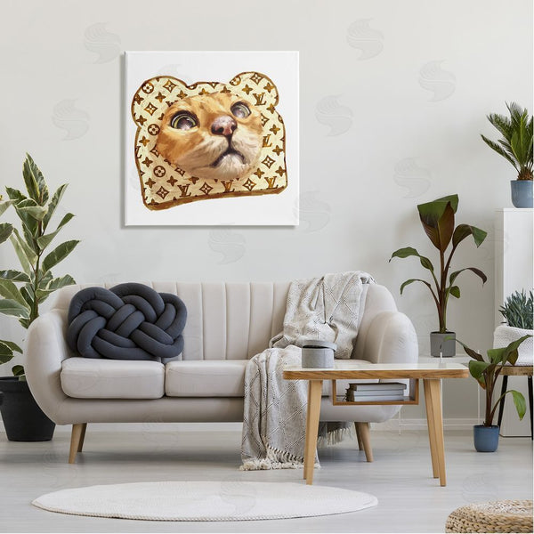 Stupell Industries Ziwei Li | Cat Face Bread Toast Glam Fashion Motif Pattern Wall Art