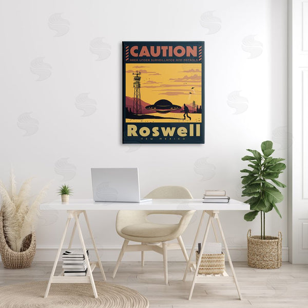 Stupell Industries Ziwei Li | Caution Roswell New Mexico UFO Wall Art