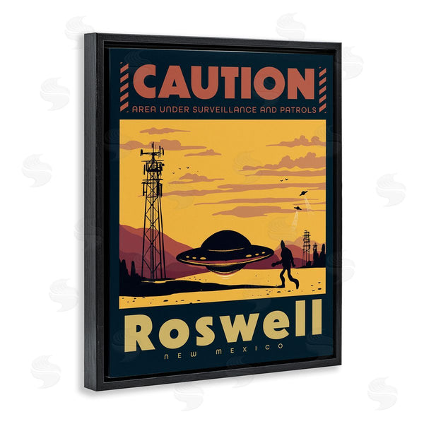 Stupell Industries Ziwei Li | Caution Roswell New Mexico UFO Wall Art