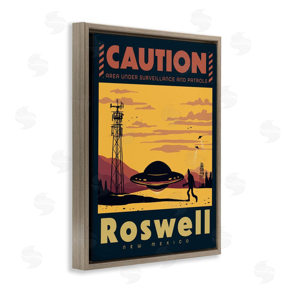 Stupell Industries Ziwei Li | Caution Roswell New Mexico UFO Wall Art