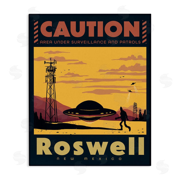 stupell industries Ziwei Li | Caution Roswell New Mexico UFO Wall Art