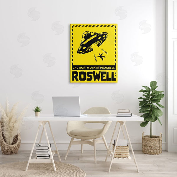 Stupell Industries Ziwei Li | Caution Roswell NM Alien UFO Wall Art