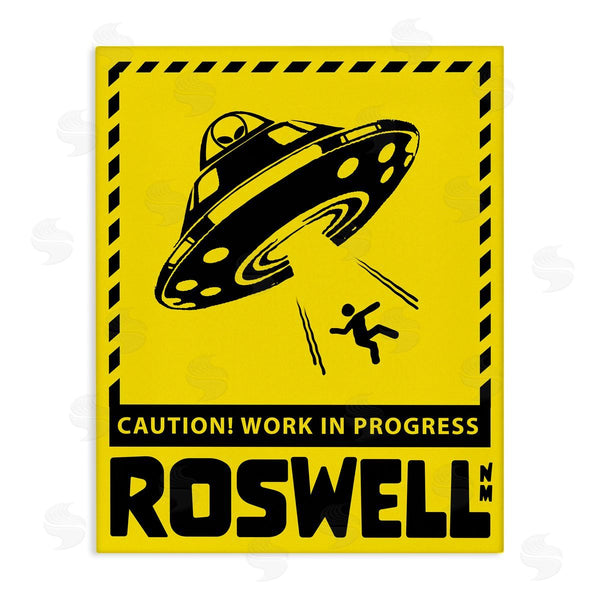 stupell industries Ziwei Li | Caution Roswell NM Alien UFO Wall Art