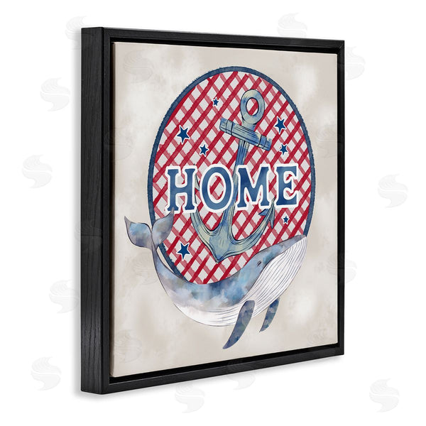 Stupell Industries Ziwei Li | Checkered Pattern Home Sign Anchor Whale Watercolor Wall Art