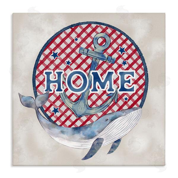 stupell industries Ziwei Li | Checkered Pattern Home Sign Anchor Whale Watercolor Wall Art